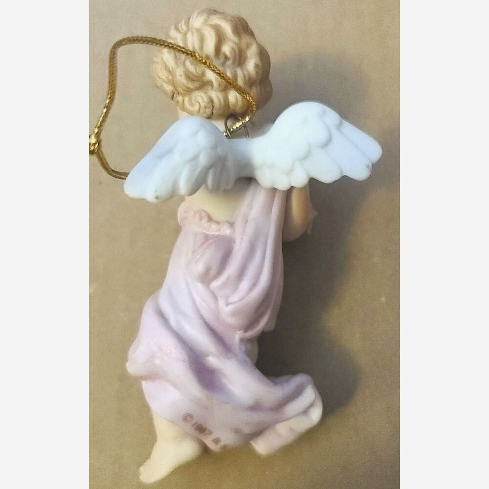 Rare Vintage Angel Bisque 1987 B.S.B. Shackman Ornament Cupid with‎ Flowers - Picture 4 of 8